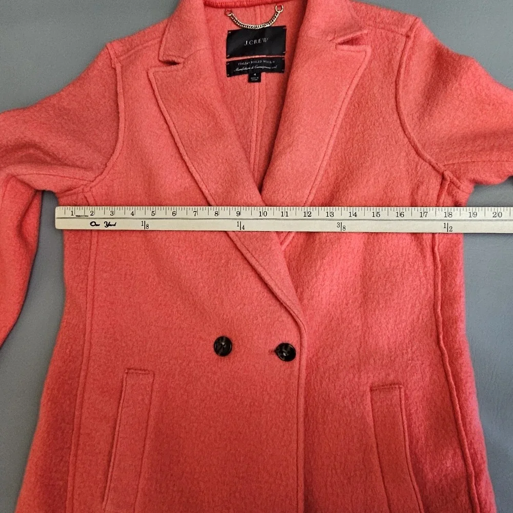 J. Crew Women's Daphne Topcoat Size 4 Coral Italian Boiled Wool J4864 - Picture 7 of 12